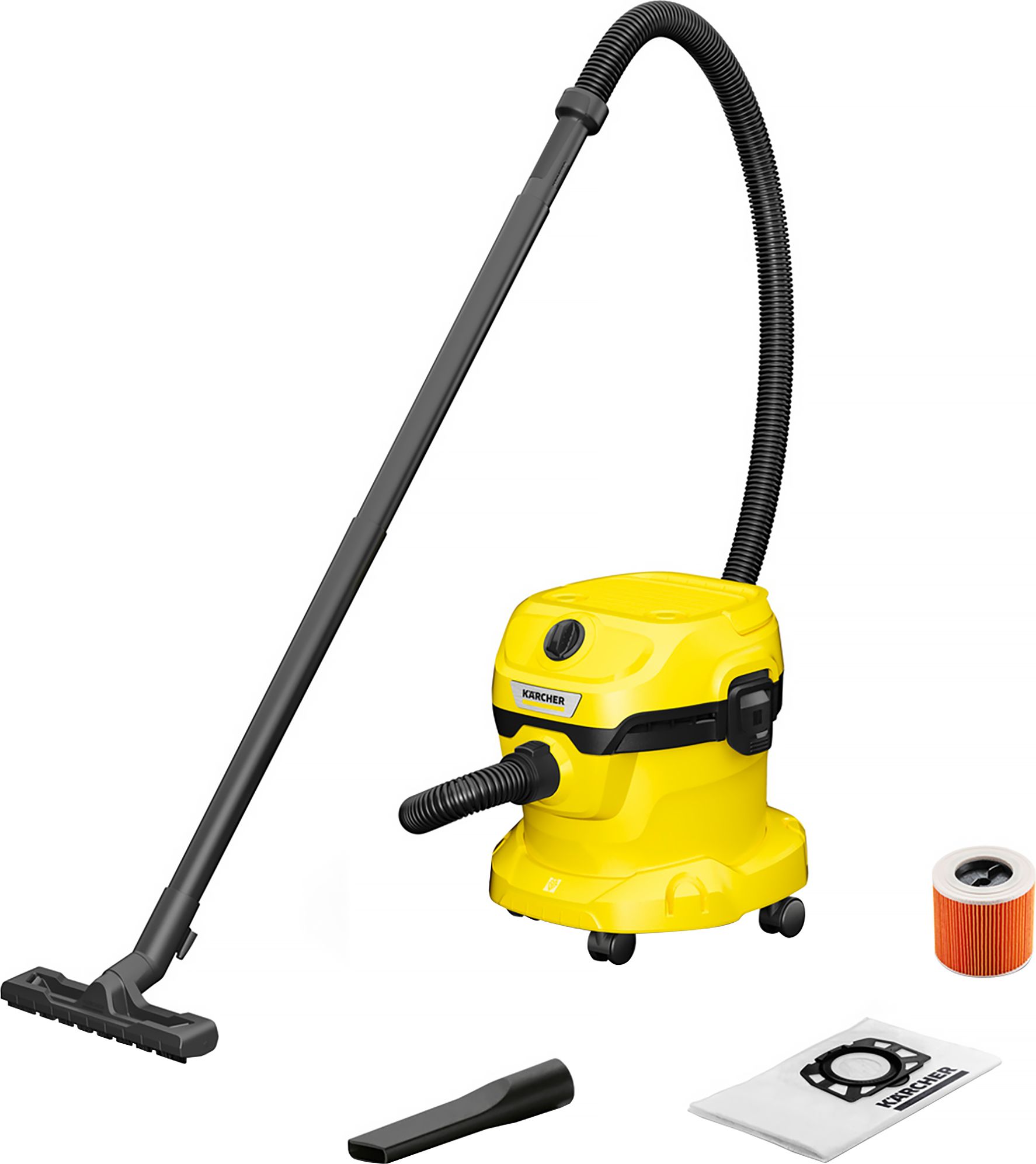 Kärcher WD 2 Plus Wet & Dry Vacuum Cleaner - 12L Capacity - Yellow